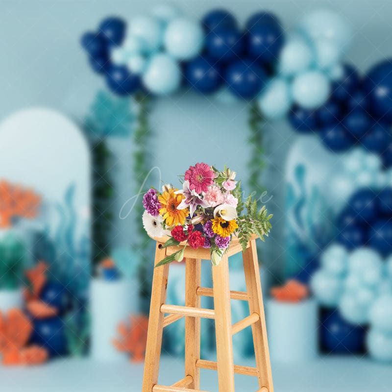 Aperturee - Aperturee Summer Balloon Arch Under The Sea Cake Smash Backdrop