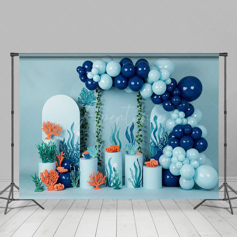 Aperturee - Aperturee Summer Balloon Arch Under The Sea Cake Smash Backdrop