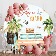 Aperturee - Aperturee Summer Beach Car Trees Baby On Board Round Backdrop