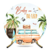 Aperturee - Aperturee Summer Beach Car Trees Baby On Board Round Backdrop