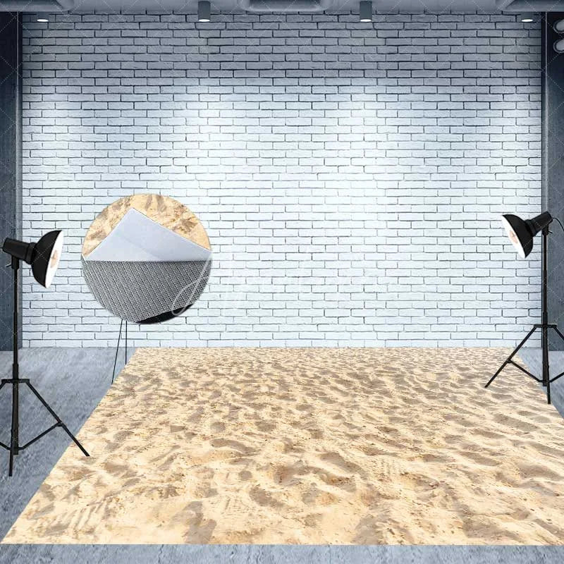 Aperturee - Aperturee Summer Beach Christmas Combo Set Backdrop Blue Wood Starfish Ornament Sand Floor Photography Prop