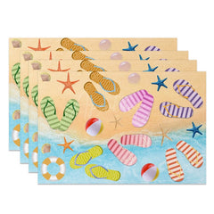 Aperturee - Aperturee Summer Beach Flip Flops Holiday Set of 4 Placemats
