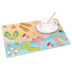 Aperturee - Aperturee Summer Beach Flip Flops Holiday Set of 4 Placemats