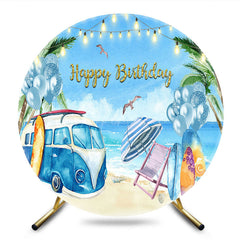 Aperturee - Aperturee Summer Beach Holiday Circle Happy Birthday Backdrop