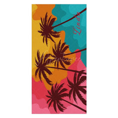 Aperturee - Aperturee Summer Beach Palm Trees Custom Name Beach Towel