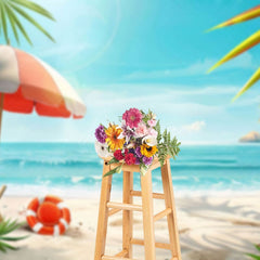 Aperturee - Aperturee Summer Beach Parasol Greeny Holiday Vibe Backdrop