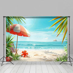 Aperturee - Aperturee Summer Beach Parasol Greeny Holiday Vibe Backdrop