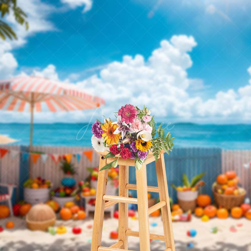 Aperturee - Aperturee Summer Beach Yard Fruit Sweet Holiday Vibe Backdrop
