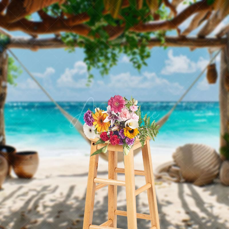 Aperturee - Aperturee Summer Beach Yard Hammock Sweet Holiday Backdrop