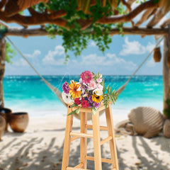 Aperturee - Aperturee Summer Beach Yard Hammock Sweet Holiday Backdrop