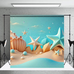 Aperturee - Aperturee Summer Blue Sandy Beach Cake Smash Room Set Backdrop