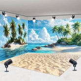 Aperturee - Aperturee Summer Coastal Scenery Sandy Beach Room Set Backdrop