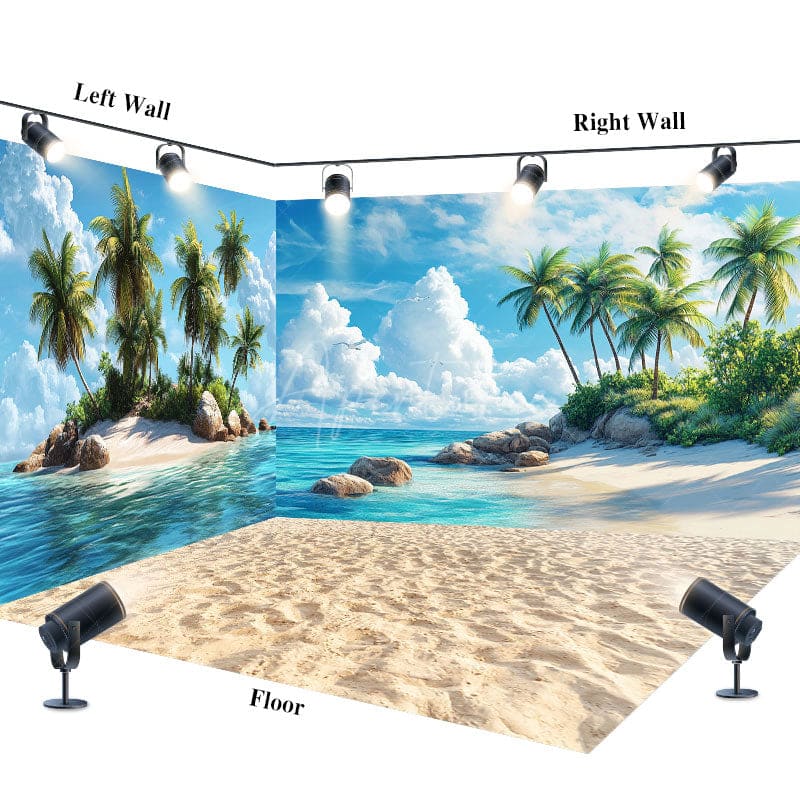 Aperturee - Aperturee Summer Coastal Scenery Sandy Beach Room Set Backdrop