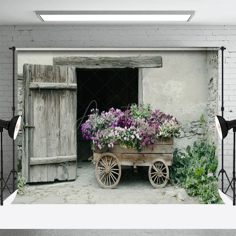 Aperturee - Aperturee Summer Country Cabin Bouquet Trolley Photo Backdrop