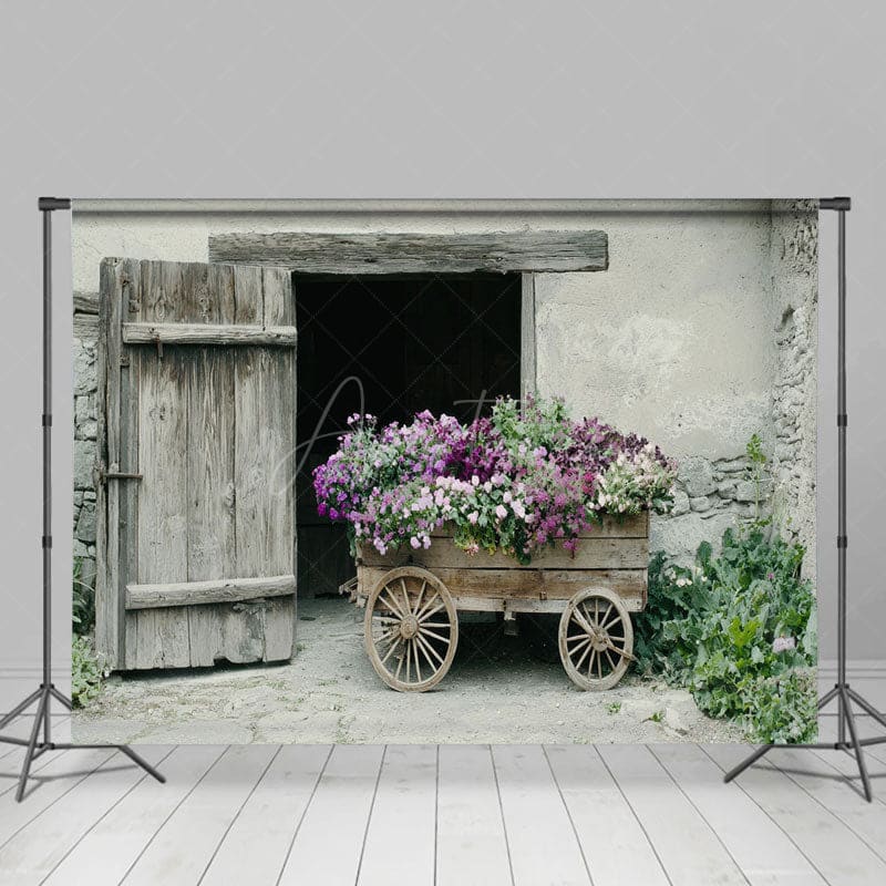 Aperturee - Aperturee Summer Country Cabin Bouquet Trolley Photo Backdrop