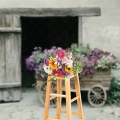 Aperturee - Aperturee Summer Country Cabin Bouquet Trolley Photo Backdrop