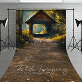 Aperturee - Aperturee Summer Covered Bridge Forest Scene Sweep Backdrop