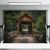 Aperturee - Aperturee Summer Covered Bridge Green Forest Photo Backdrop