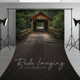 Aperturee - Aperturee Summer Covered Bridge Green Forest Sweep Backdrop