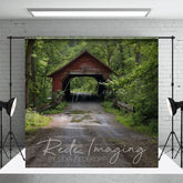 Aperturee - Aperturee Summer Covered Bridge Natural Forest Photo Backdrop