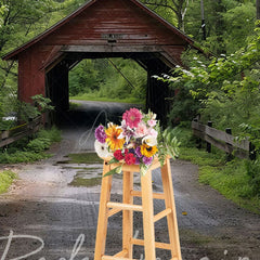 Aperturee - Aperturee Summer Covered Bridge Natural Forest Photo Backdrop