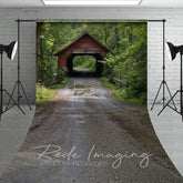 Aperturee - Aperturee Summer Covered Bridge Natural Forest Sweep Backdrop