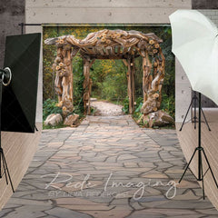 Aperturee - Aperturee Summer Floral Arch Pavilion Forest Path Sweep Backdrop