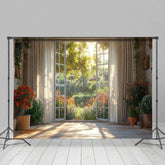 Aperturee - Aperturee Summer Flower Landscape Sunlight Window Photo Backdrop