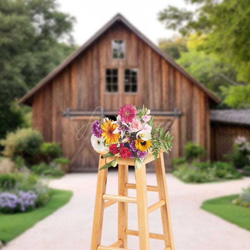 Aperturee - Aperturee Summer Forest Trees Wooden Cabin Photography Backdrop