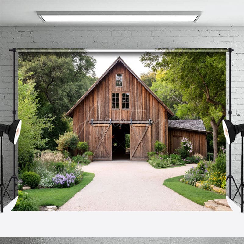 Aperturee - Aperturee Summer Forest Trees Wooden Cabin Photography Backdrop