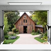 Aperturee - Aperturee Summer Forest Trees Wooden Cabin Photography Backdrop