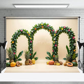 Aperturee - Aperturee Summer Fruit Arches Hawaii Cartoon Holiday Backdrop