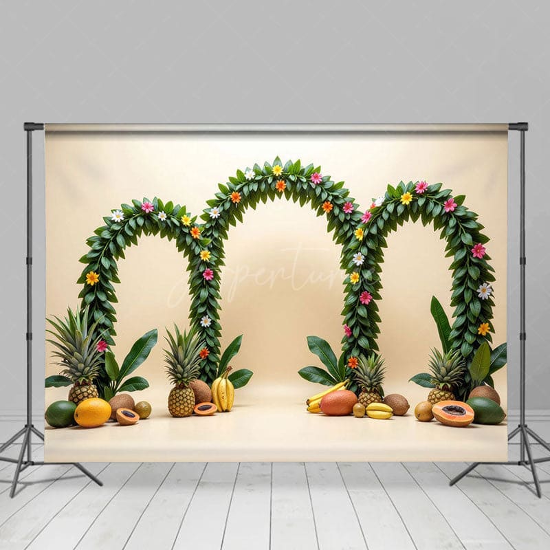 Aperturee - Aperturee Summer Fruit Arches Hawaii Cartoon Holiday Backdrop