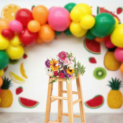 Aperturee - Aperturee Summer Fruit Birthday Cake Smash Photography Backdrop