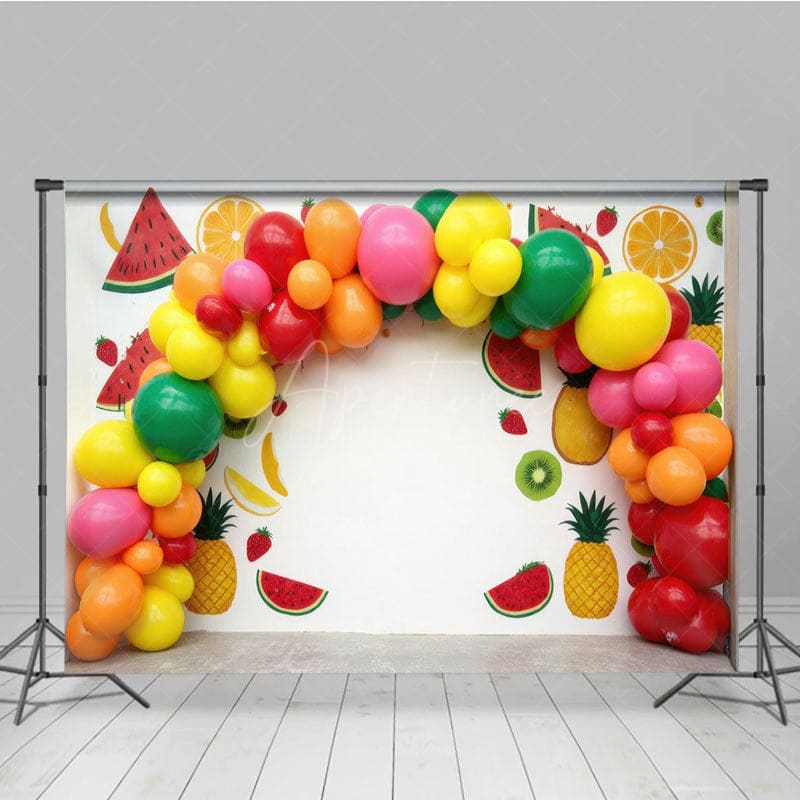 Aperturee - Aperturee Summer Fruit Birthday Cake Smash Photography Backdrop