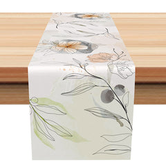 Aperturee - Aperturee Summer Fruit Tree and Floral Table Runner Lovely Lemon and Orange Grove Fresh Mediterranean Kitchen Decor