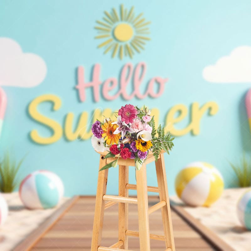 Aperturee - Aperturee Summer Fun Balls Ice Cream Beach Holiday Backdrop