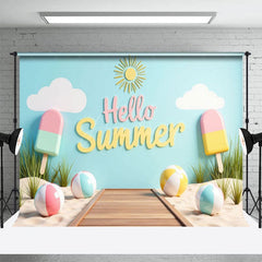Aperturee - Aperturee Summer Fun Balls Ice Cream Beach Holiday Backdrop