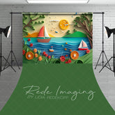 Aperturee - Aperturee Summer Fun Beach Trees Ship Cake Smash Sweep Backdrop
