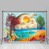 Aperturee - Aperturee Summer Fun Sandy Beach Cake Smash Photo Backdrop