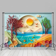 Aperturee - Aperturee Summer Fun Sandy Beach Cake Smash Photo Backdrop