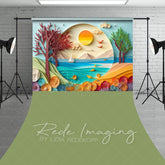 Aperturee - Aperturee Summer Fun Sandy Beach Cake Smash Sweep Backdrop