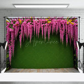 Aperturee - Aperturee Summer Fuschia Greenery Wall Photography Backdrop