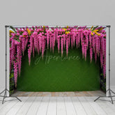 Aperturee - Aperturee Summer Fuschia Greenery Wall Photography Backdrop