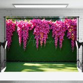 Aperturee - Aperturee Summer Fuschia Greenery Wall Wedding Photo Backdrop