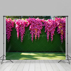 Aperturee - Aperturee Summer Fuschia Greenery Wall Wedding Photo Backdrop