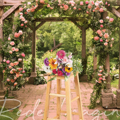 Aperturee - Aperturee Summer Garden Floral Arch Pavilion Photo Backdrop