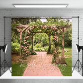 Aperturee - Aperturee Summer Garden Floral Arch Pavilion Photo Backdrop