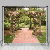 Aperturee - Aperturee Summer Garden Floral Arch Pavilion Photo Backdrop