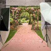 Aperturee - Aperturee Summer Garden Floral Arch Pavilion Sweep Backdrop